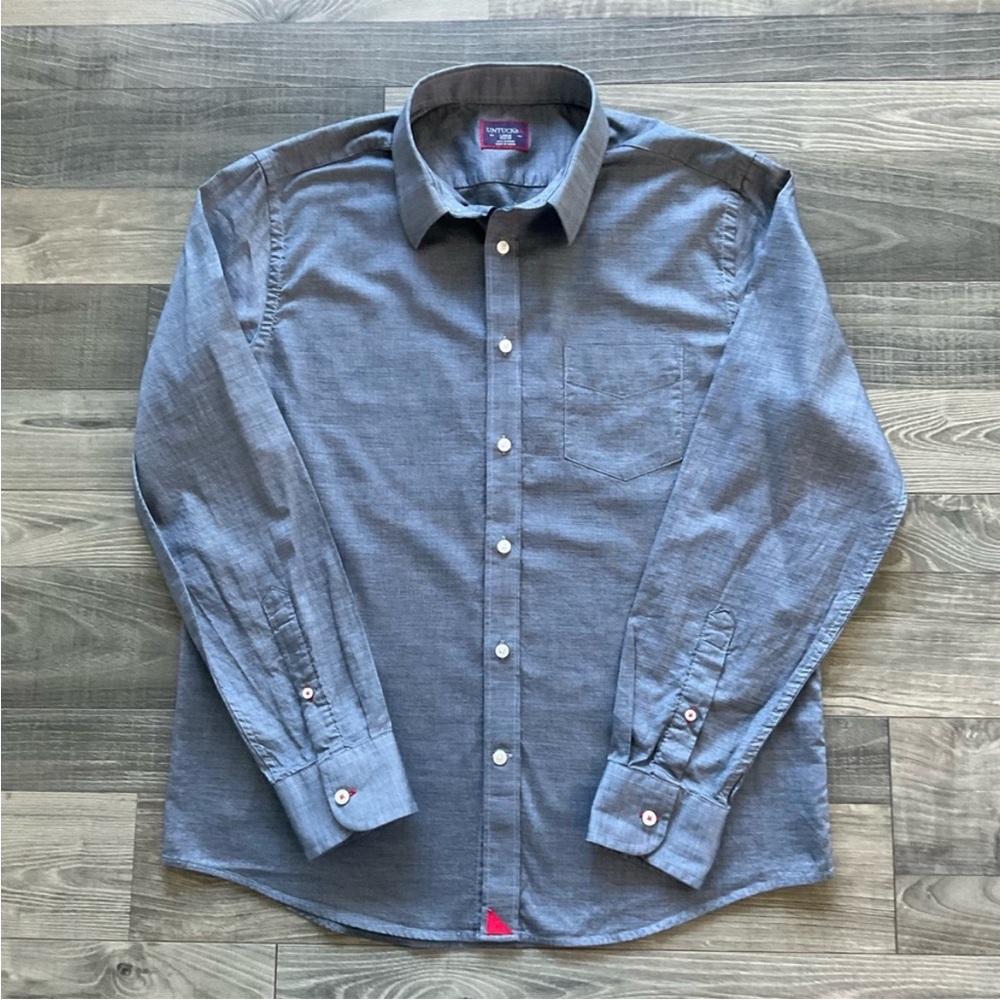 UNTUCKit Button Up Shirt Size Men's LARGE Slim Fit Blue 100% Cotton